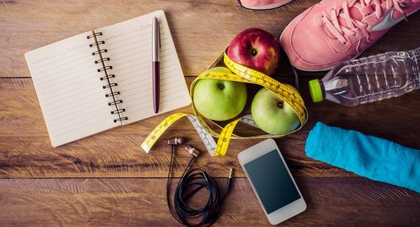Workout gear and fruit