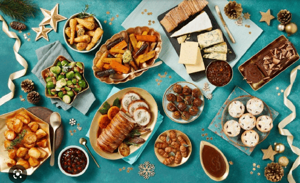 A display of christmas food