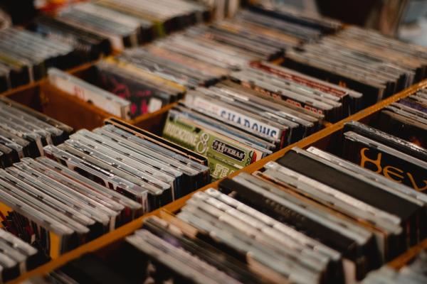 A rack of CDs