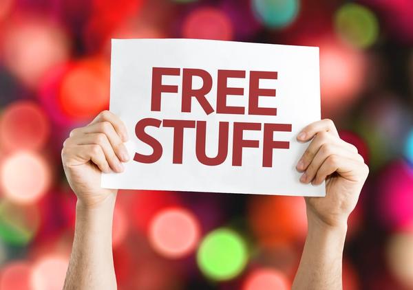 A sign that says free stuff