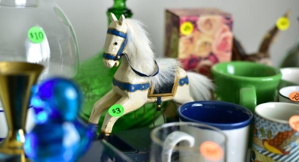 A picture of a mini rocking horse and glassware