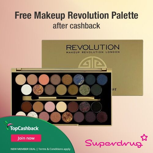 Free Makeup Revolution Palette after cashback