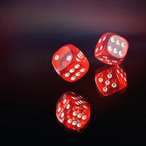 Dice thrown in the air