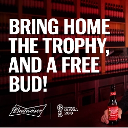 Free Budweiser Beer if England win the World Cup