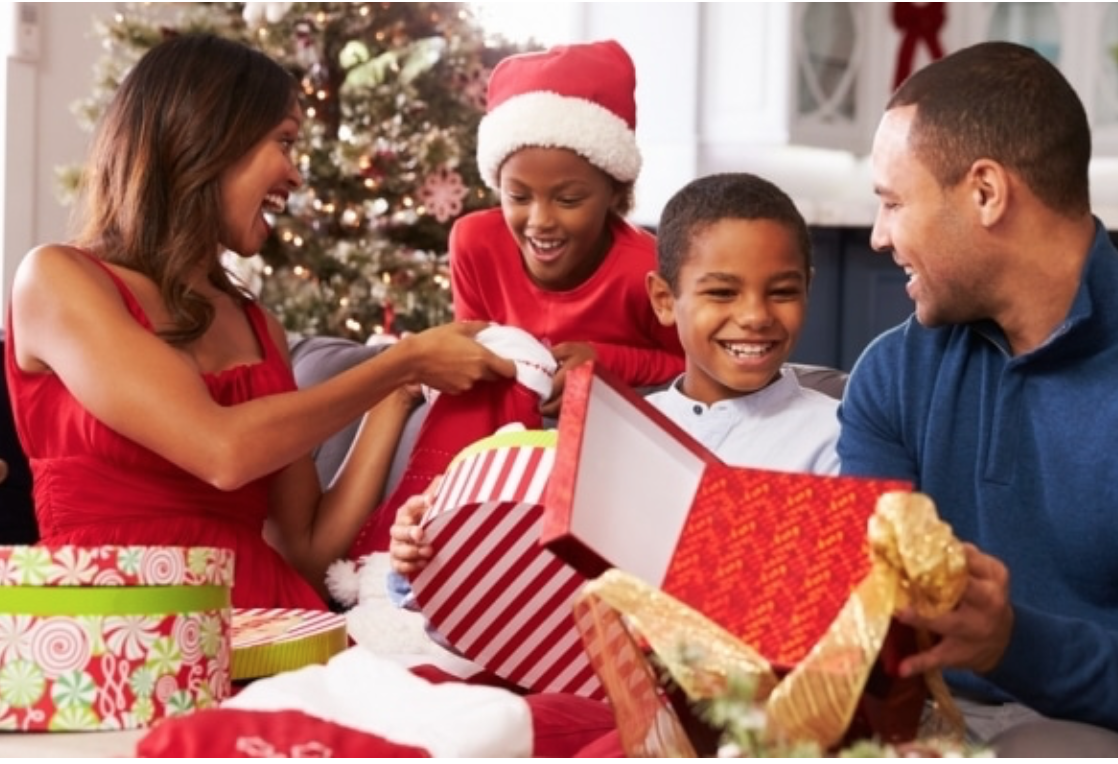 a family at christmas