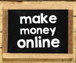 A blackboard with the message make money online