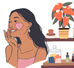 Cartoon woman putting on lotion