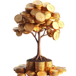 a tree made of coins