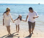A family on a beach