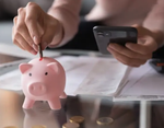 Calculator and piggy bank