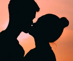 Romantic couple in silhouette