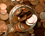 A pile of pennies and small denomination coins