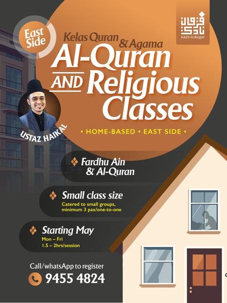 QUR’AN & RELIGIOUS CLASSES (HOME-BASED – EAST SIDE)