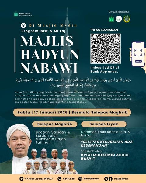 Program Isra’ & Mi‘raj 1447H: MAJLIS HADYUN NABAWI