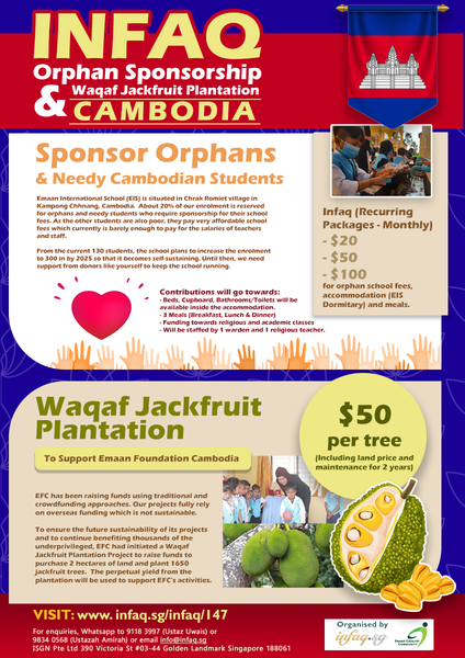 Orphan Sponsorship and Waqaf Jackfruit for Cambodia