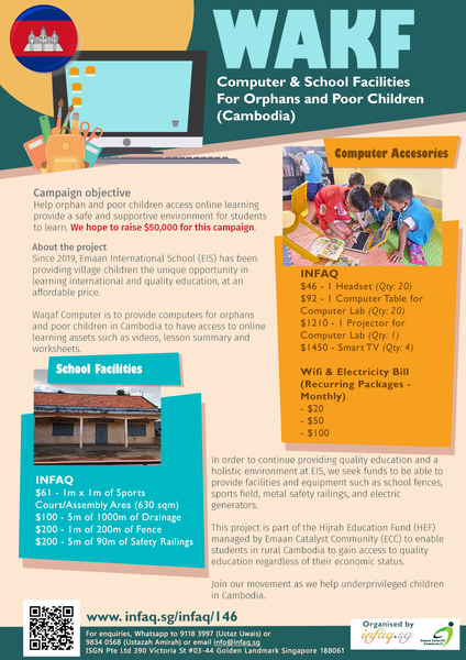  WAKF COMPUTER & SCHOOL FACILITIES FOR ORPHANS IN CAMBODIA