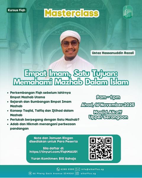 Masterclass - Kursus Fiqh: Empat Imam, Satu Tujuan - Memahami Mazhab Dalam Islam