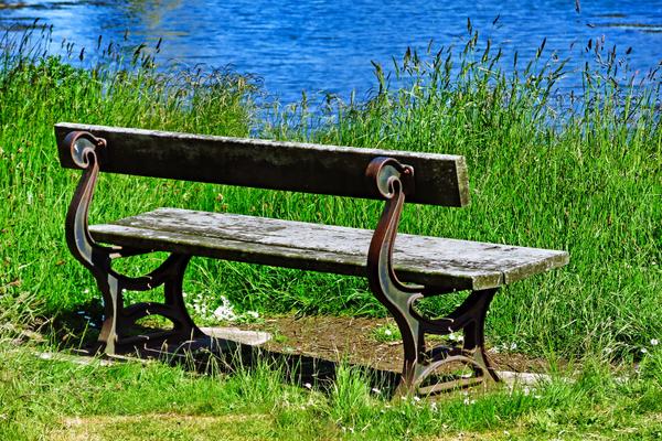 park bench overlooking water
