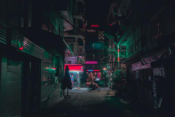 street scene at night
