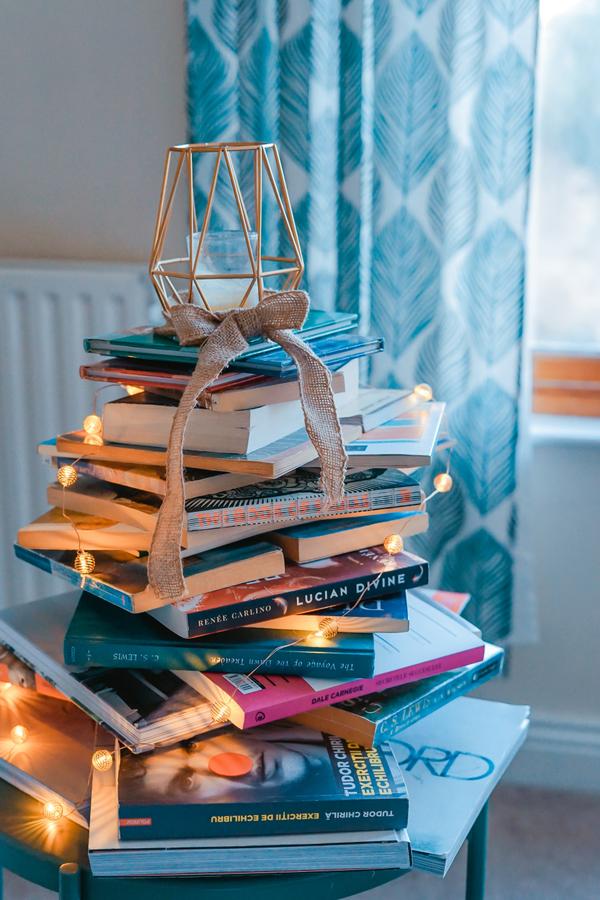 books and lights festive
