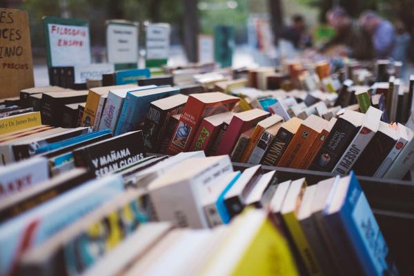Books on a store table