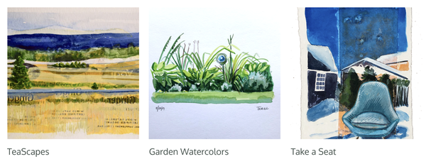 TeaScapes, Garden Watercolors, Take a Seat