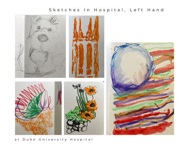 Left Hand Drawn Sketches in Graphite and Markers