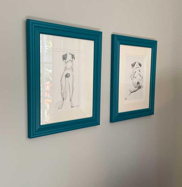 Mini Dog Portraits in Turquoise Frames