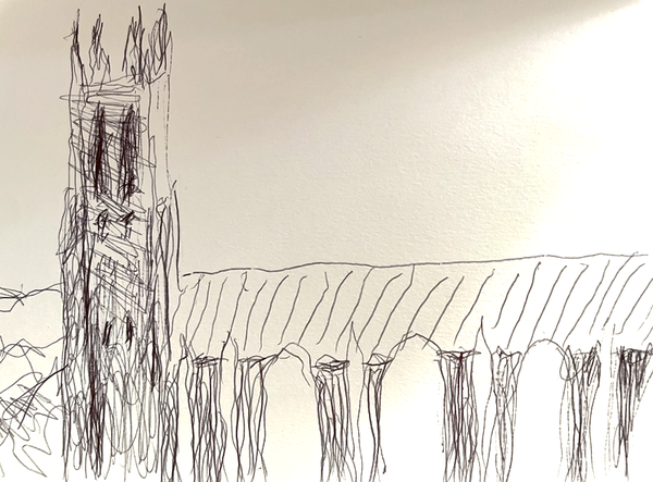 Watercolor Sketch from Fews Ford, Eno River, Durham, NC