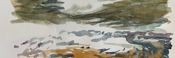 Watercolor Sketch from Fews Ford, Eno River, Durham, NC