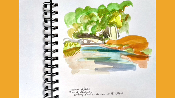 Watercolor Sketch from Fews Ford, Eno River, Durham, NC