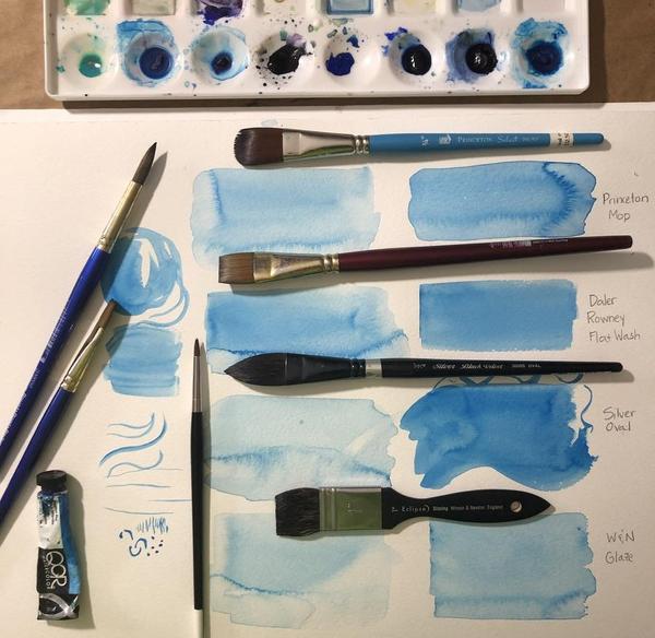 Brushes and Watercolor Marks