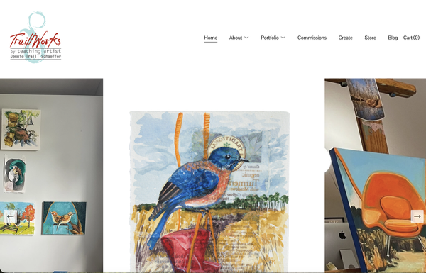 Slideshow Reel on Home Page of Artwork, Process, and Studio