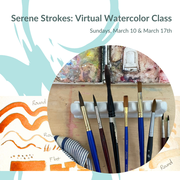 Promo Image of Serene Strokes: Virtual Watercolor brushes over brush strokes in orange and teal