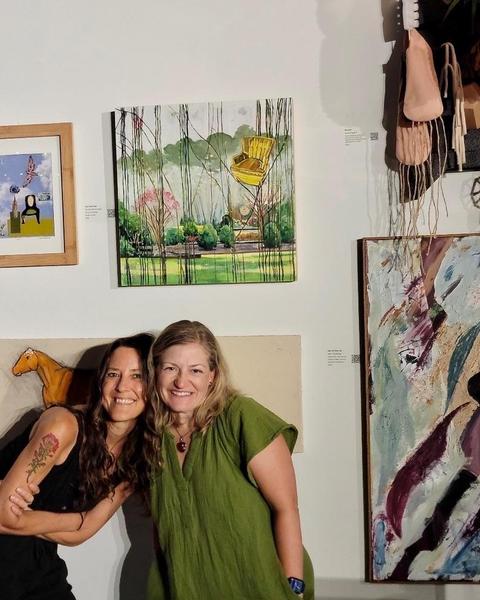 Photo of Jennie with artist friend Christine Holton, also in the exhibit