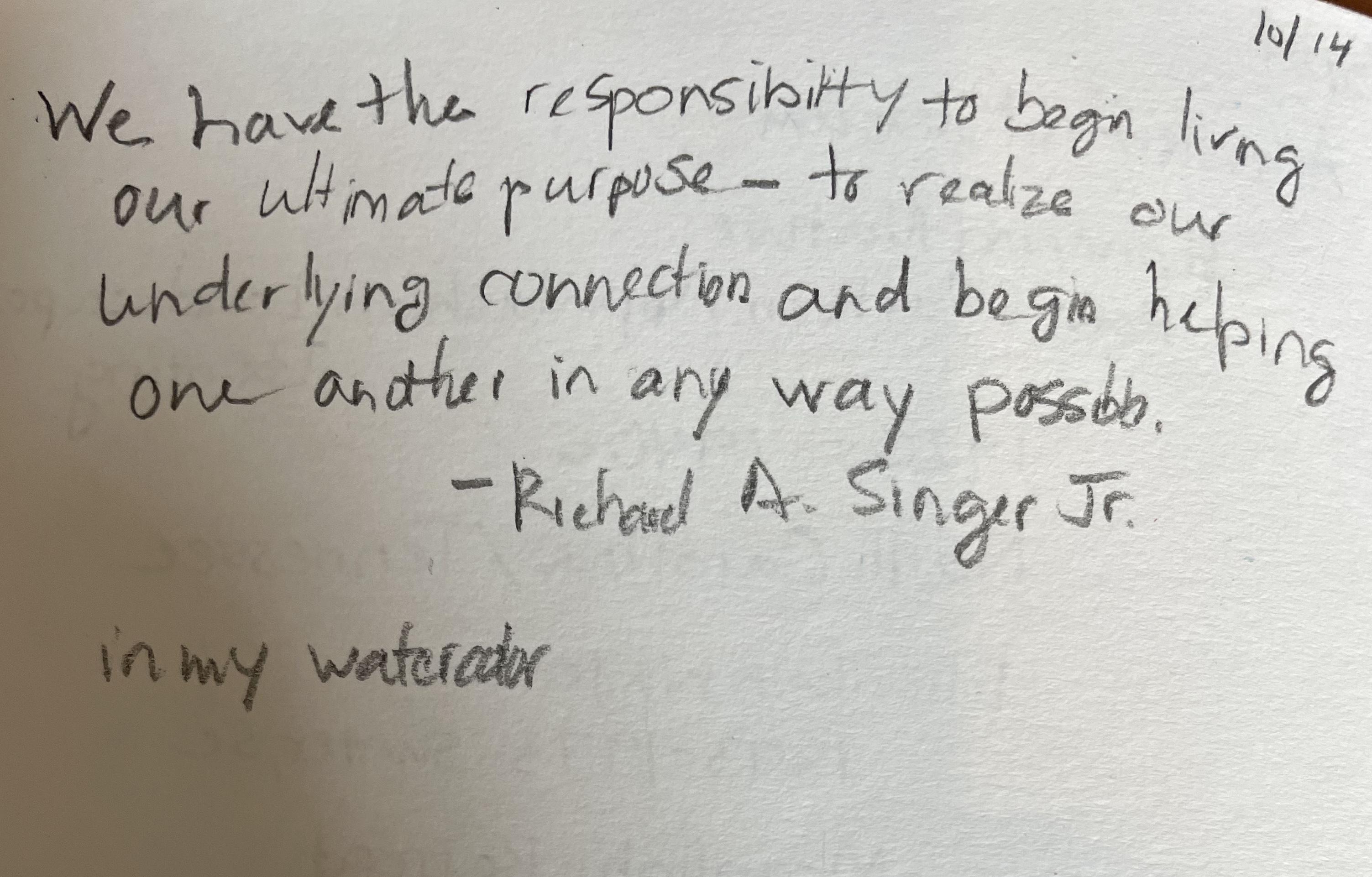 Meditational quote by Richard A. Singer, Jr.