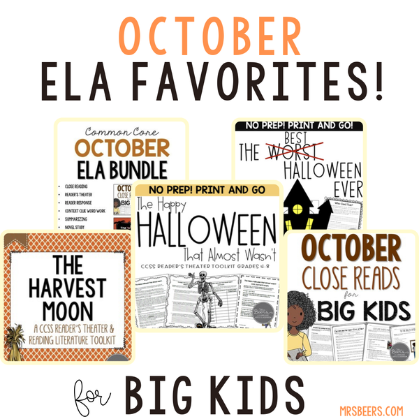 Mrs. Beers October ELA favorites