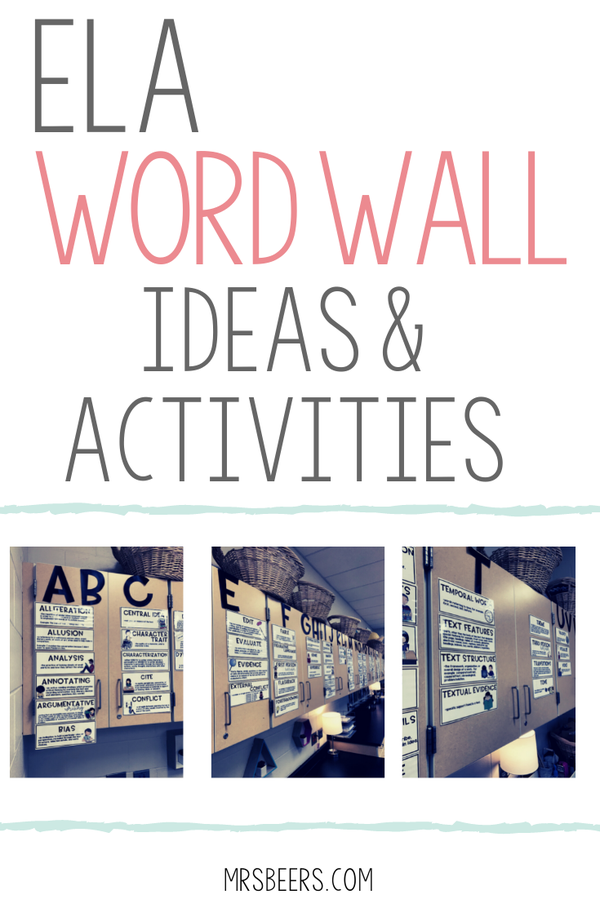 ELA word wall ideas for middle school teachers