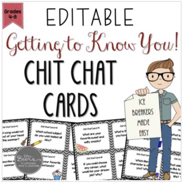 chit chat cards for first week of school