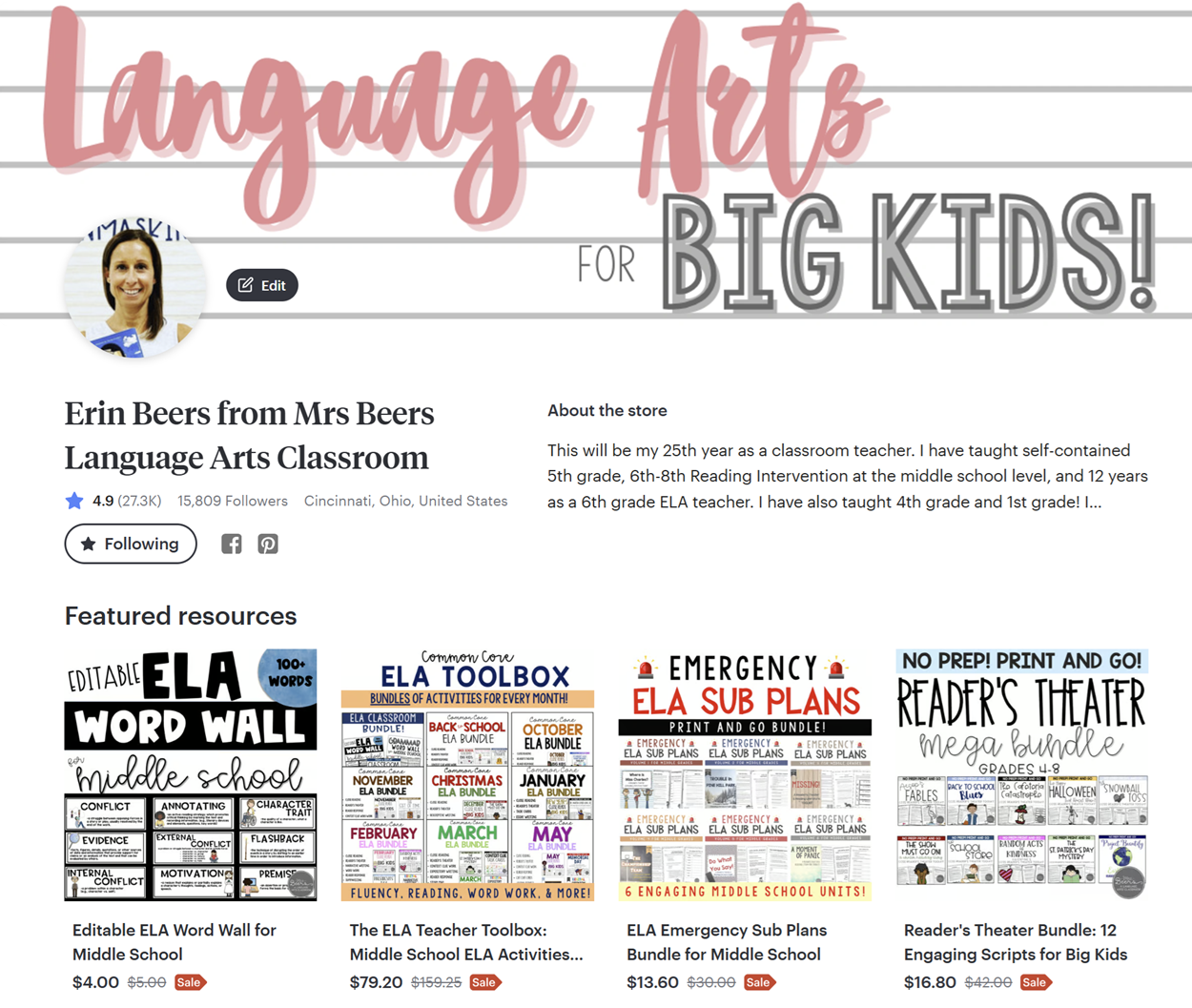 ELA resources for middle school
