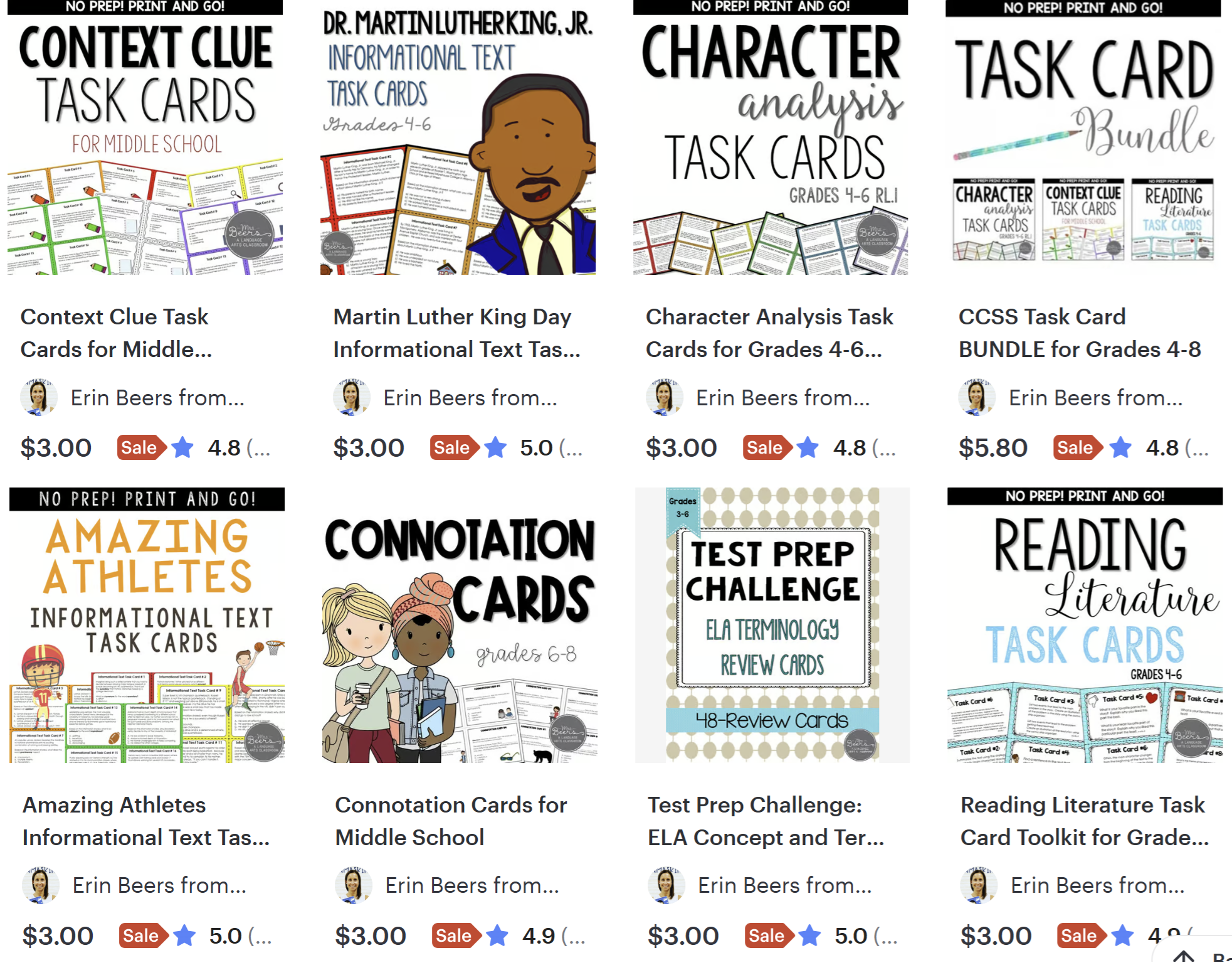 ELA task cards