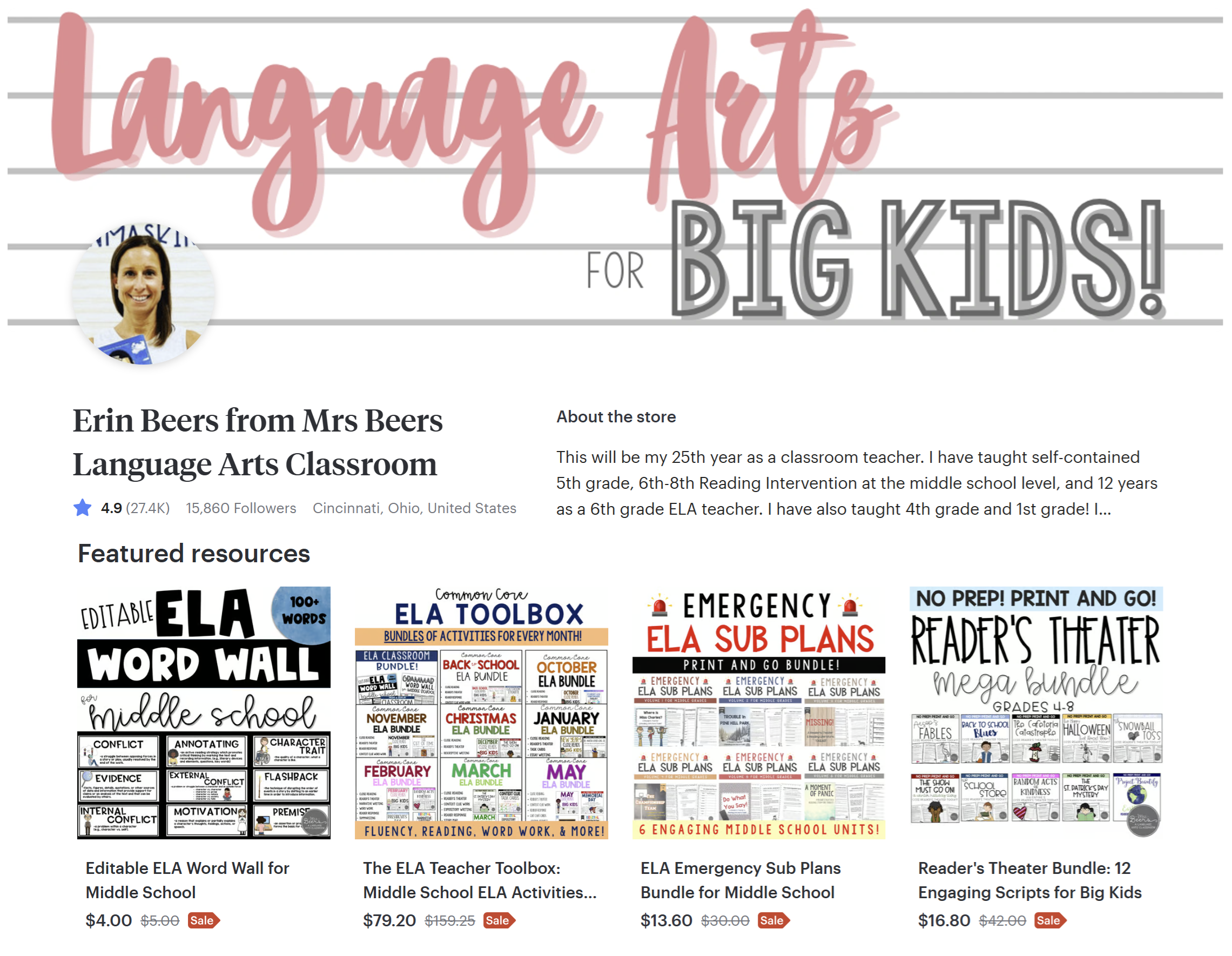 ELA resources for middle school