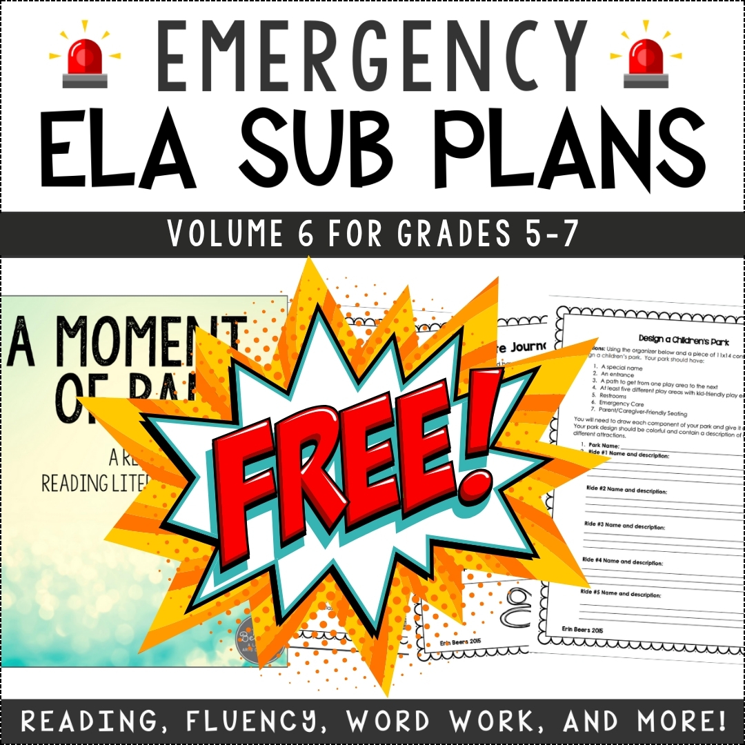 Emergency ELA Sub Plans email promo cover