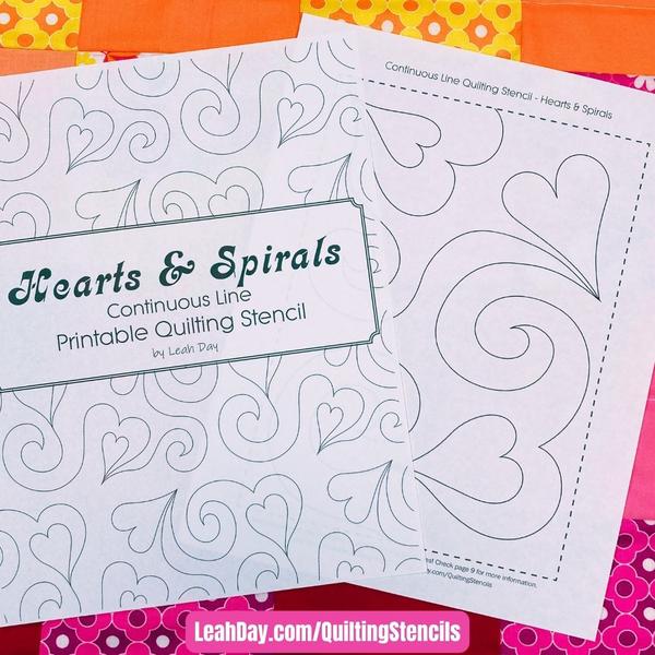 Heart and Spirals Quilting Stencil