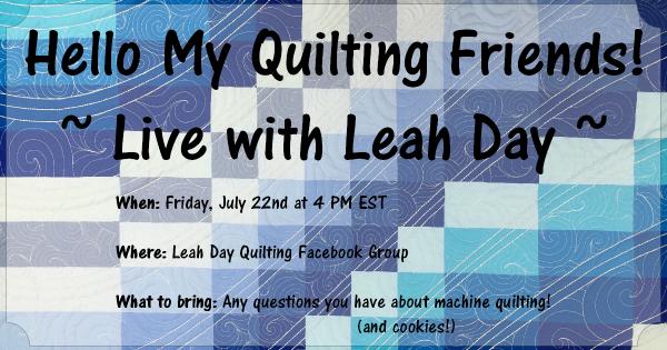 Leah Day Quilting Facebook Live