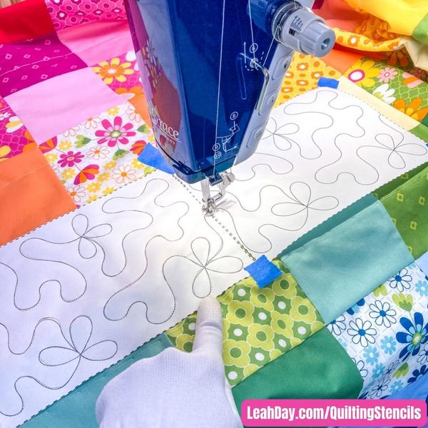 Quilting on a Line over Paper Quilting Stencils