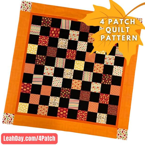 Free 4 Patch Quilt Pattern in Fall Fabrics
