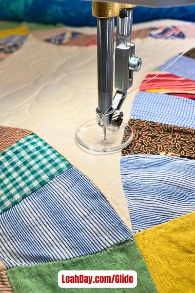 Super Glide Quilting Foot on Double Wedding Ring Quilt