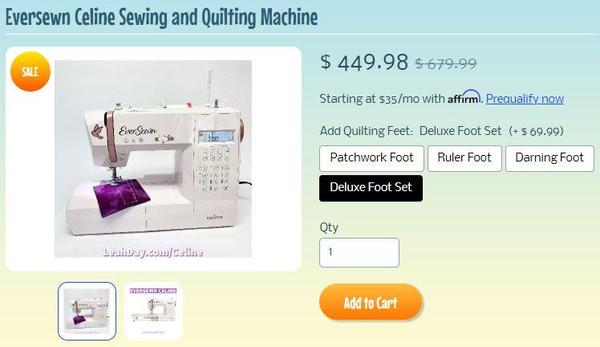 Eversewn Celine Home Machine and Deluxe Foot Set