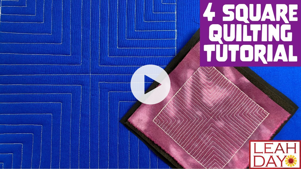Easy Free Motion Quilting Design - 4 Square - Quilt on Two Machines!